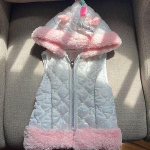 Hooded Unicorn fluffy vest 12M